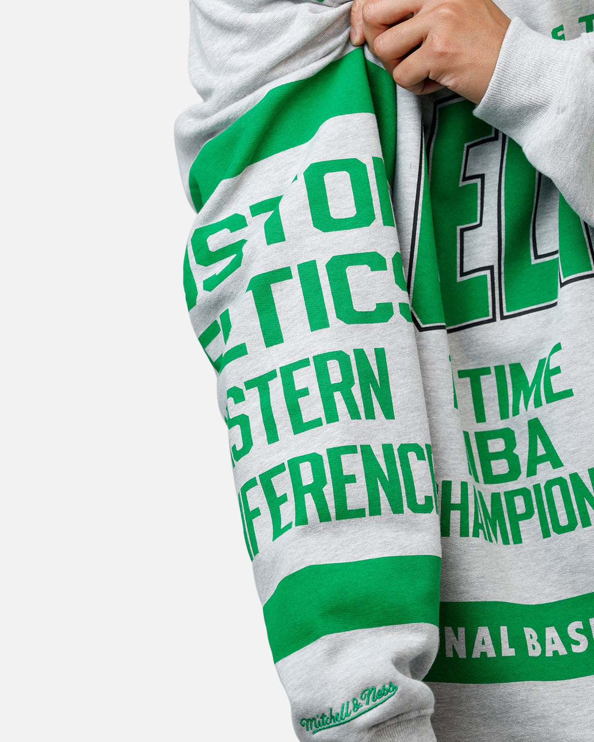 Mitchell & Ness Boston Celtics Letterform Crewneck Grey Marle/Official Team Color