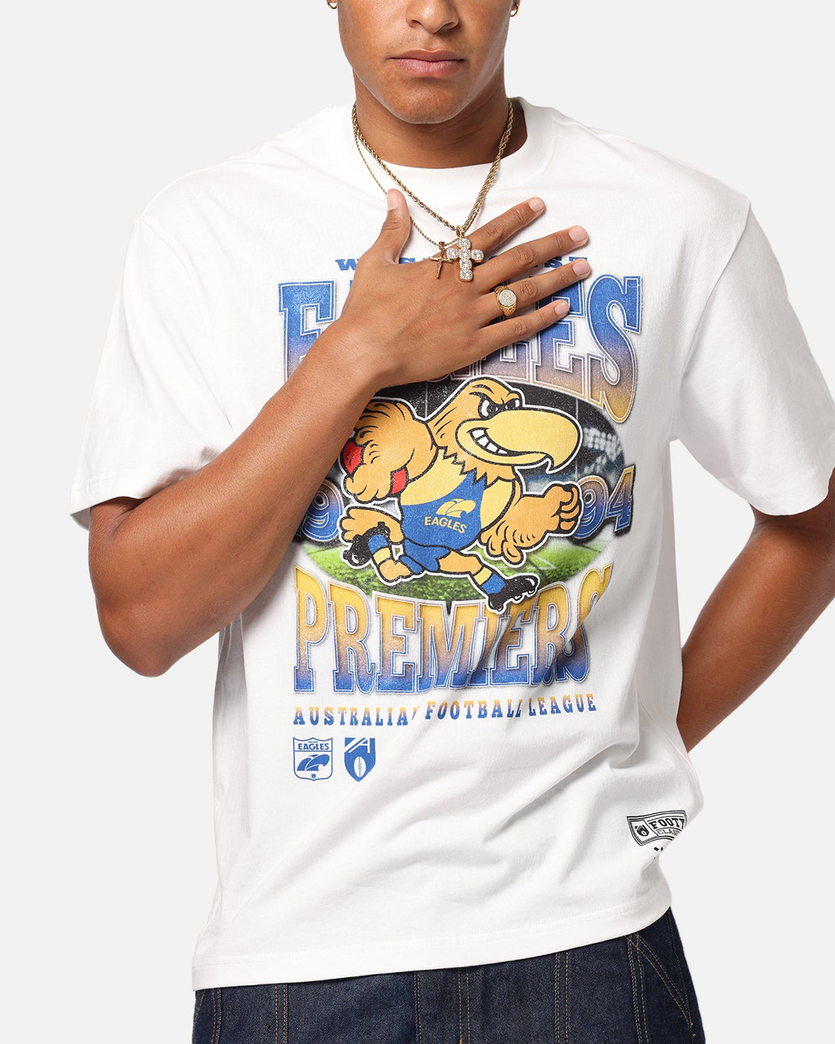 Mitchell & Ness West Coast Eagles Mascot T-Shirt Vintage White