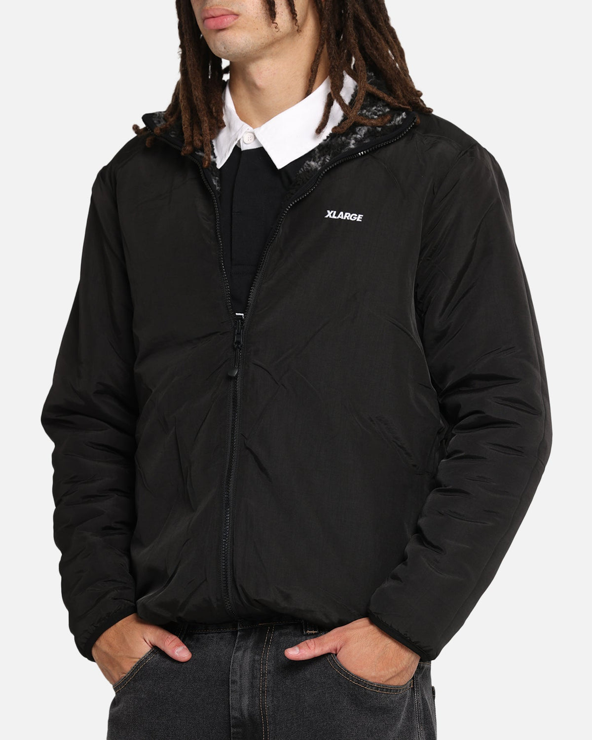 X-Large Camo Reversible Sherpa Jacket Black