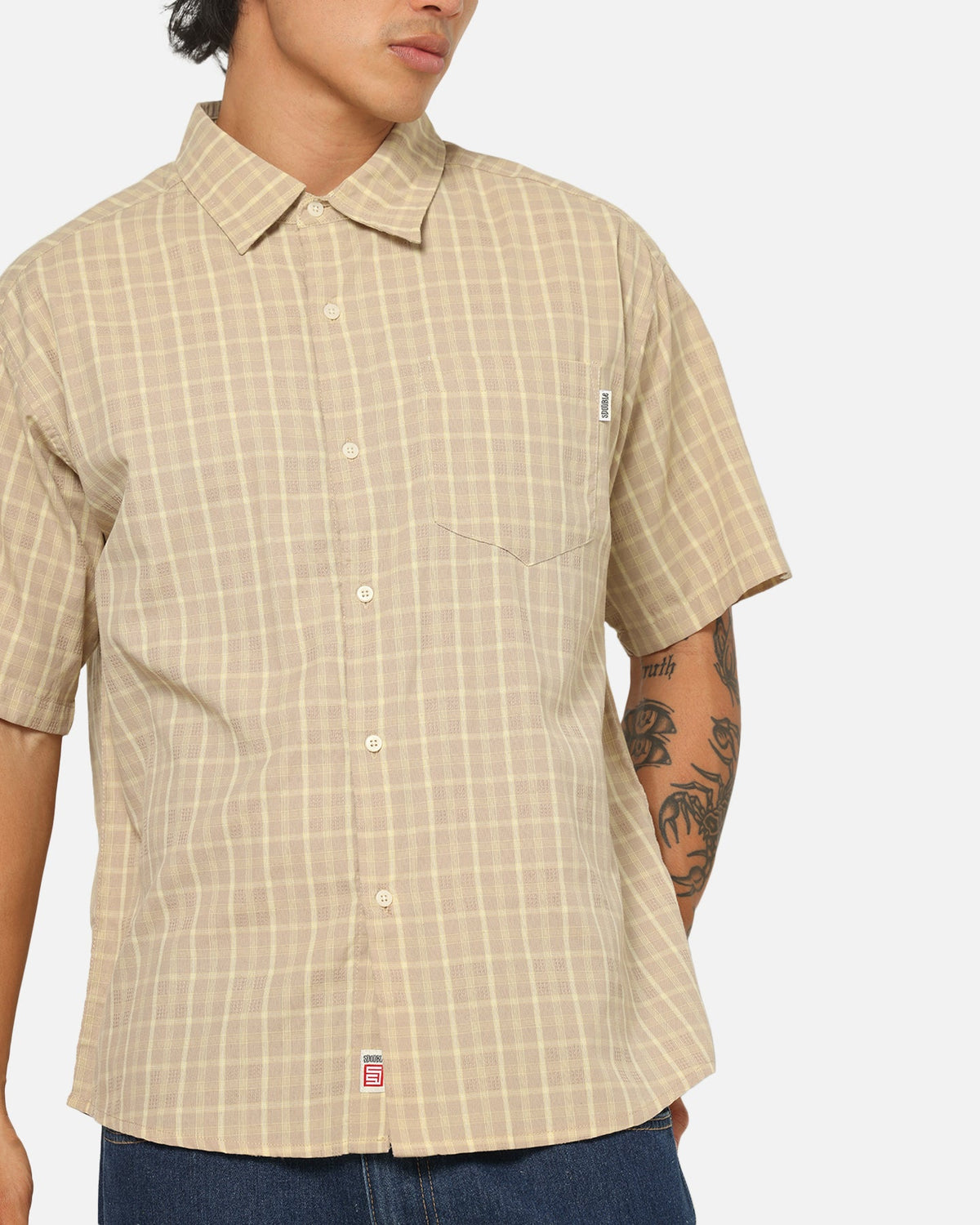S Double Hill Button Up Shirt Putty