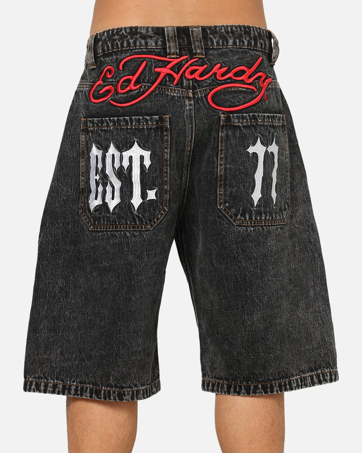 Ed Hardy Established 77 Denim Jorts Black