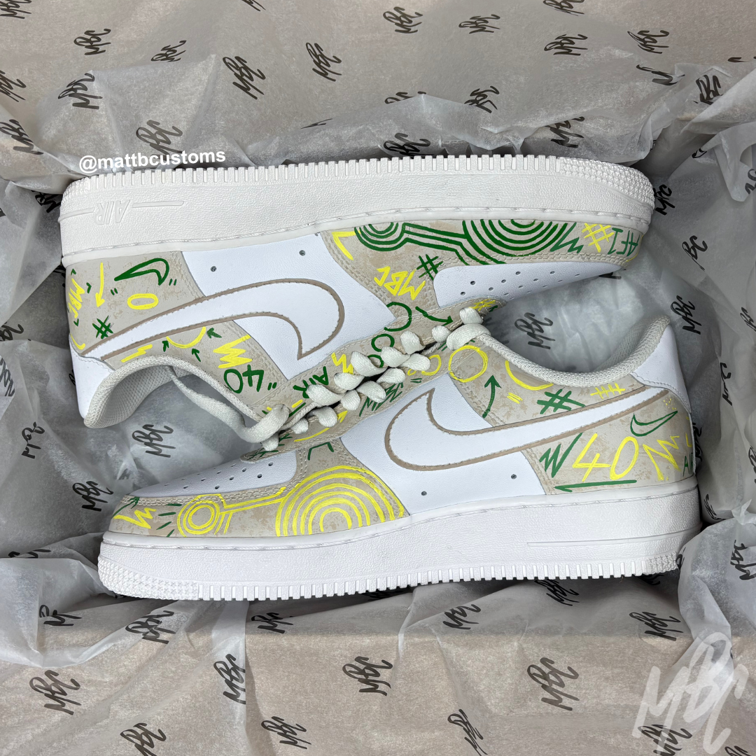 Abstract Design- White Air Force 1 Custom | UK 7