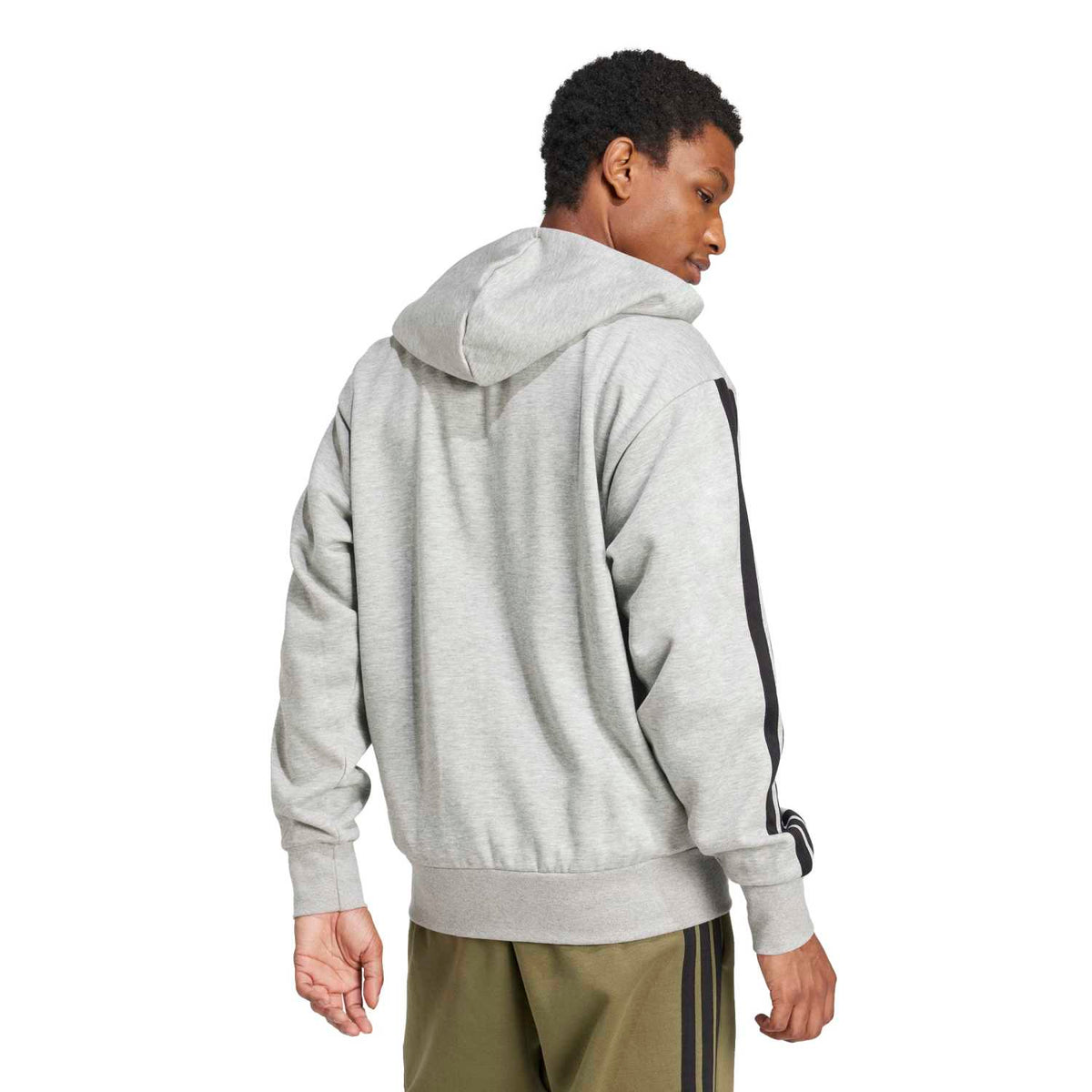 Essentials 3 Stripes Fleece FZ Hoody -Mens