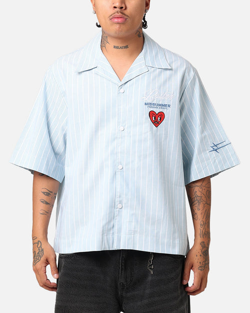 Loiter Studio Cropped Button Up Shirt Light Blue
