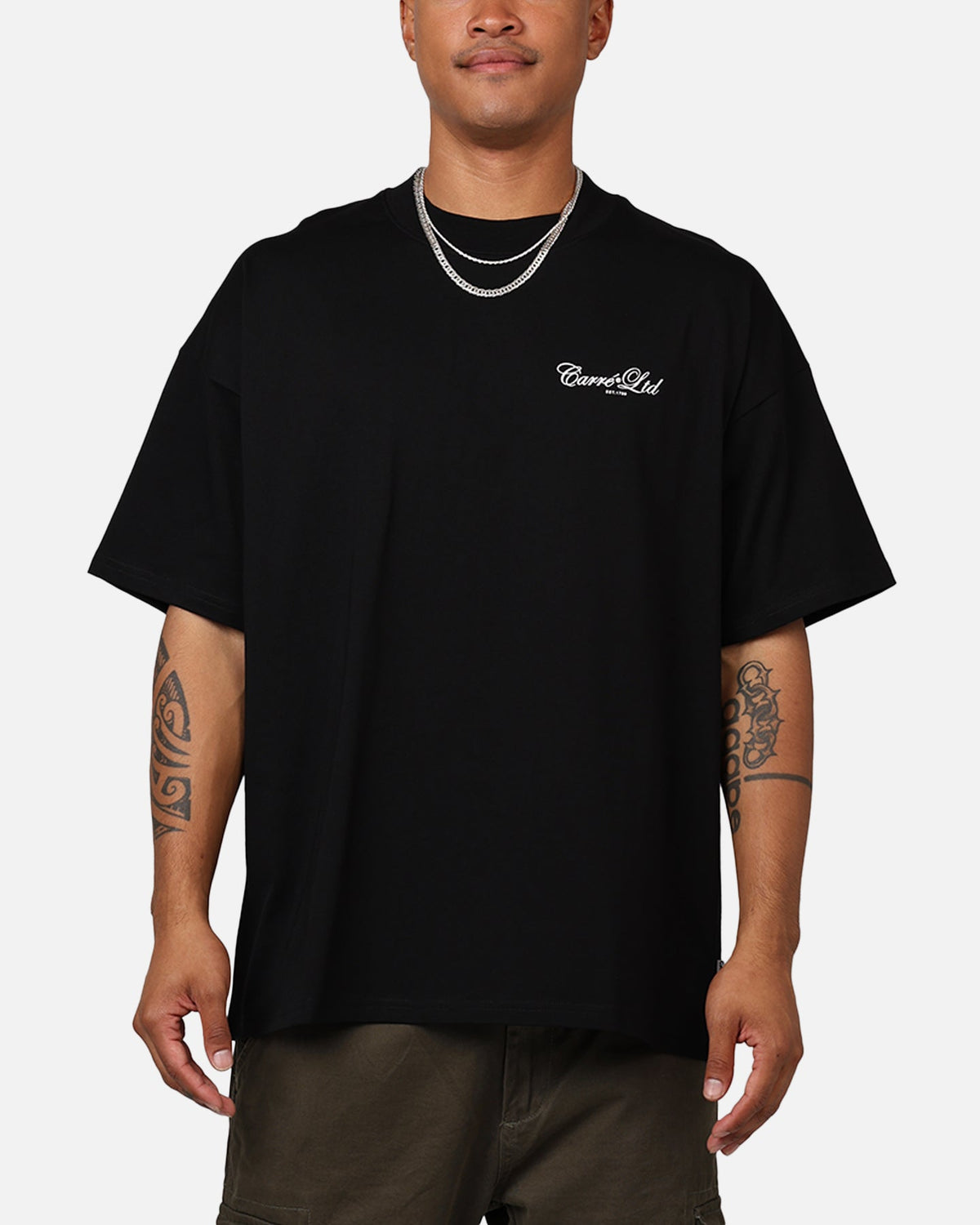 Carre Side Script Oversized T-Shirt Black