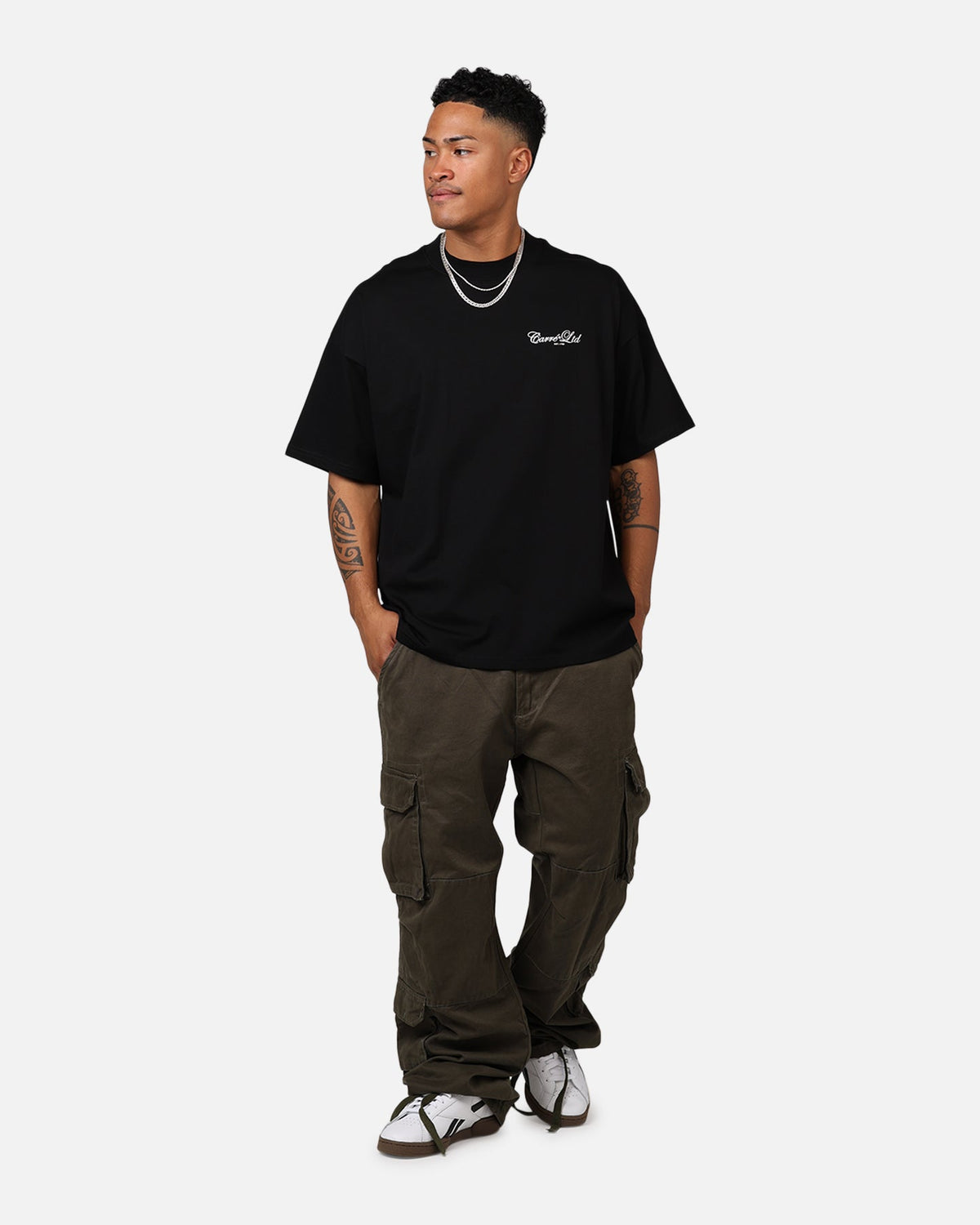 Carre Side Script Oversized T-Shirt Black