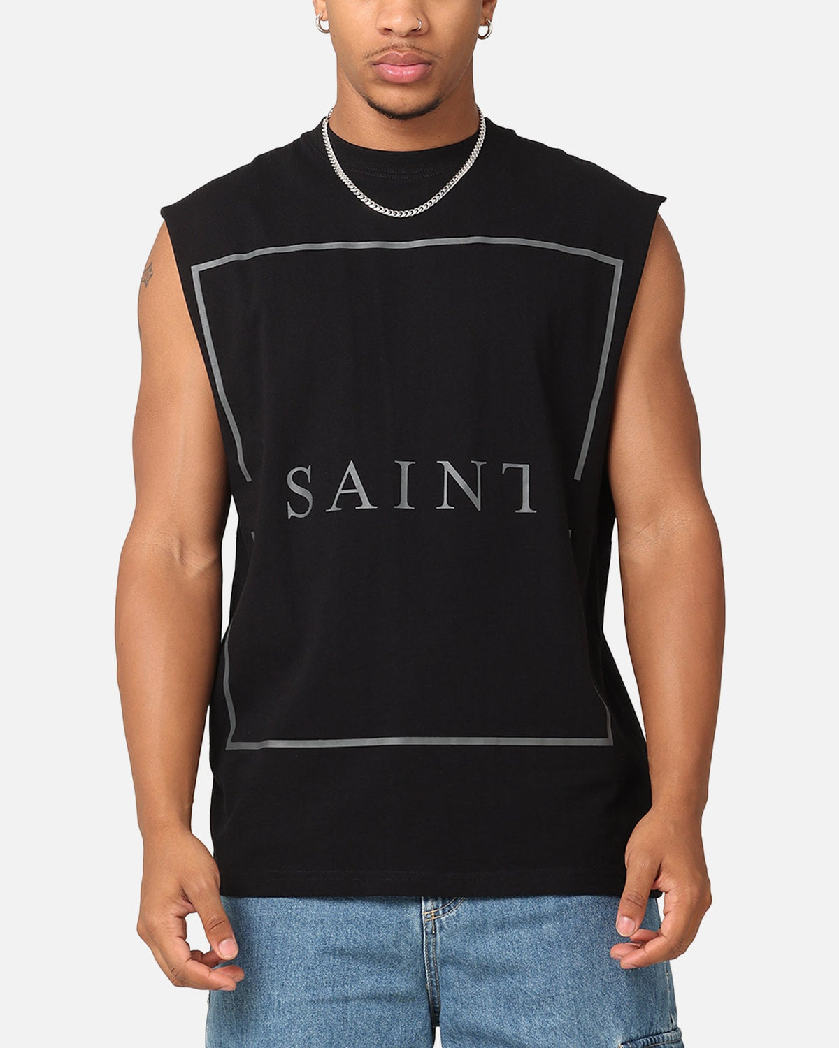 Saint Morta Division Oversized Muscle T-Shirt Black/Black