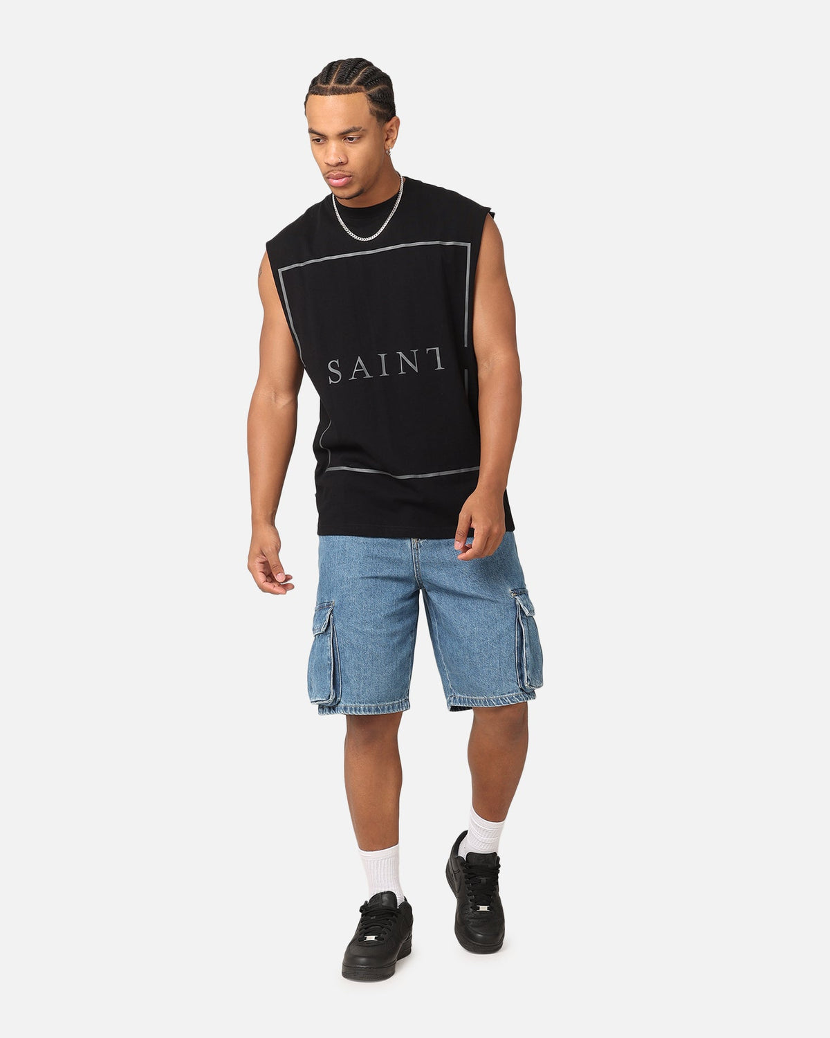 Saint Morta Division Oversized Muscle T-Shirt Black/Black