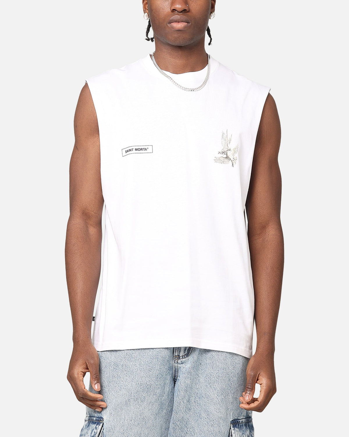 Saint Morta Doves Oversized Muscle T-Shirt White