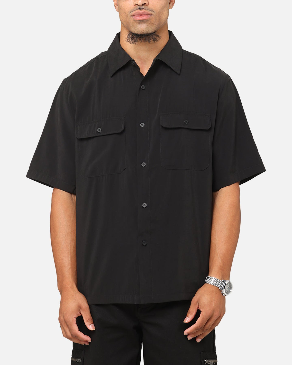 Saint Morta Cargo Button Up Shirt Black