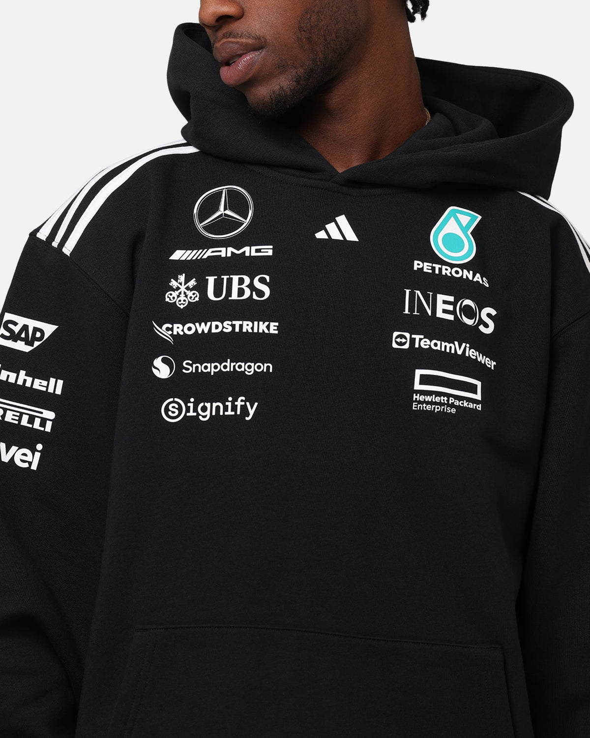 adidas x Mercedes-AMG PETRONAS Formula One F1 2025 Team Hoodie Black/White