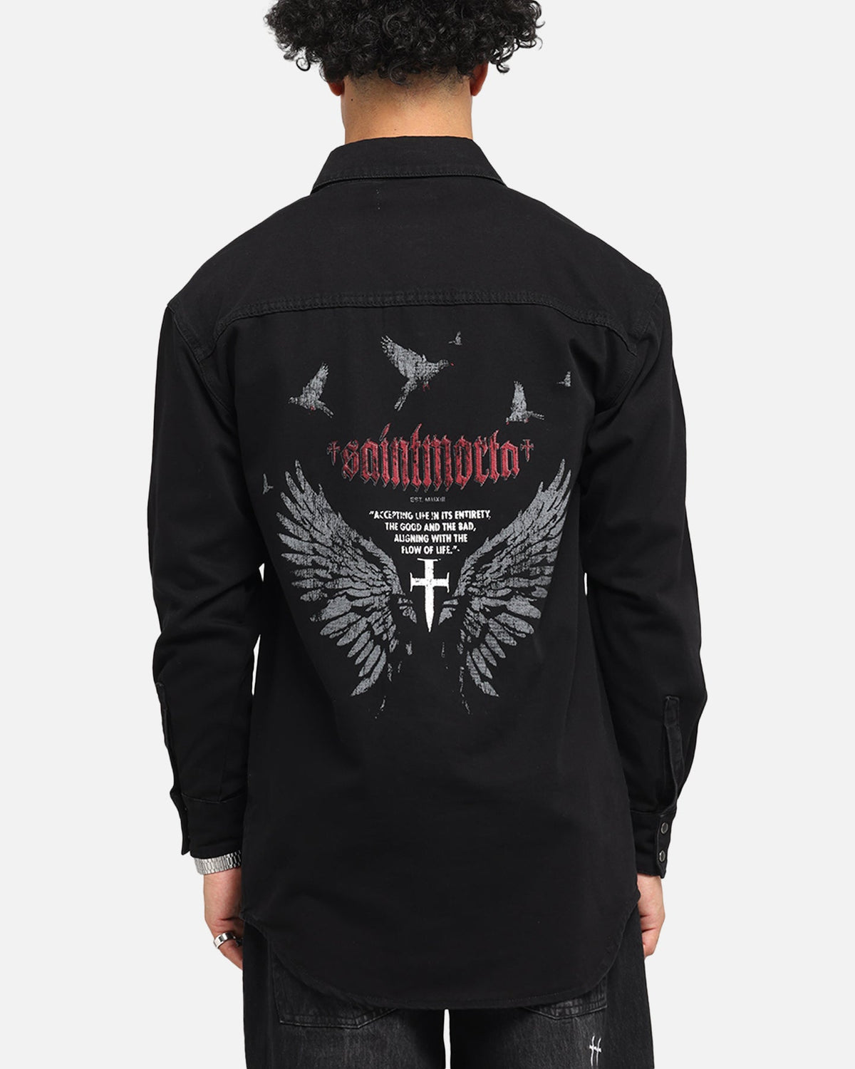 Saint Morta Amorafti Long Sleeve Denim Shirt Black Shadow