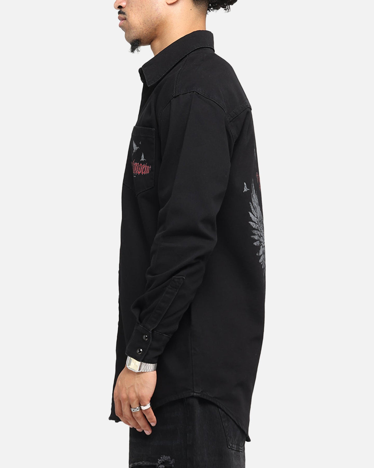 Saint Morta Amorafti Long Sleeve Denim Shirt Black Shadow