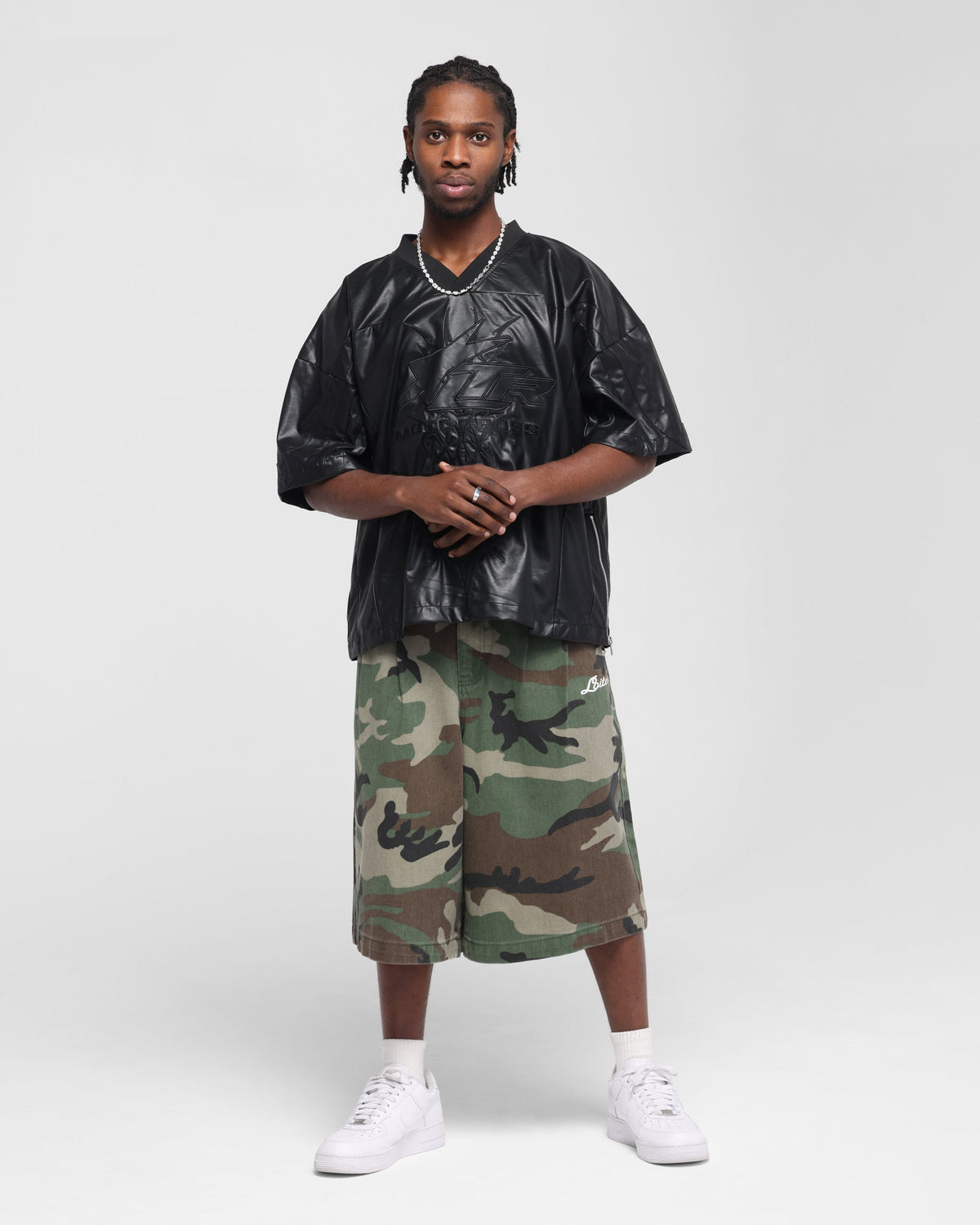 Loiter Vegan Leather Football Top Black