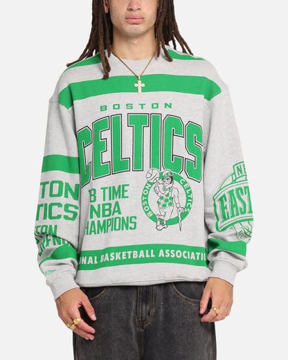 Mitchell & Ness Boston Celtics Letterform Crewneck Grey Marle/Official Team Color