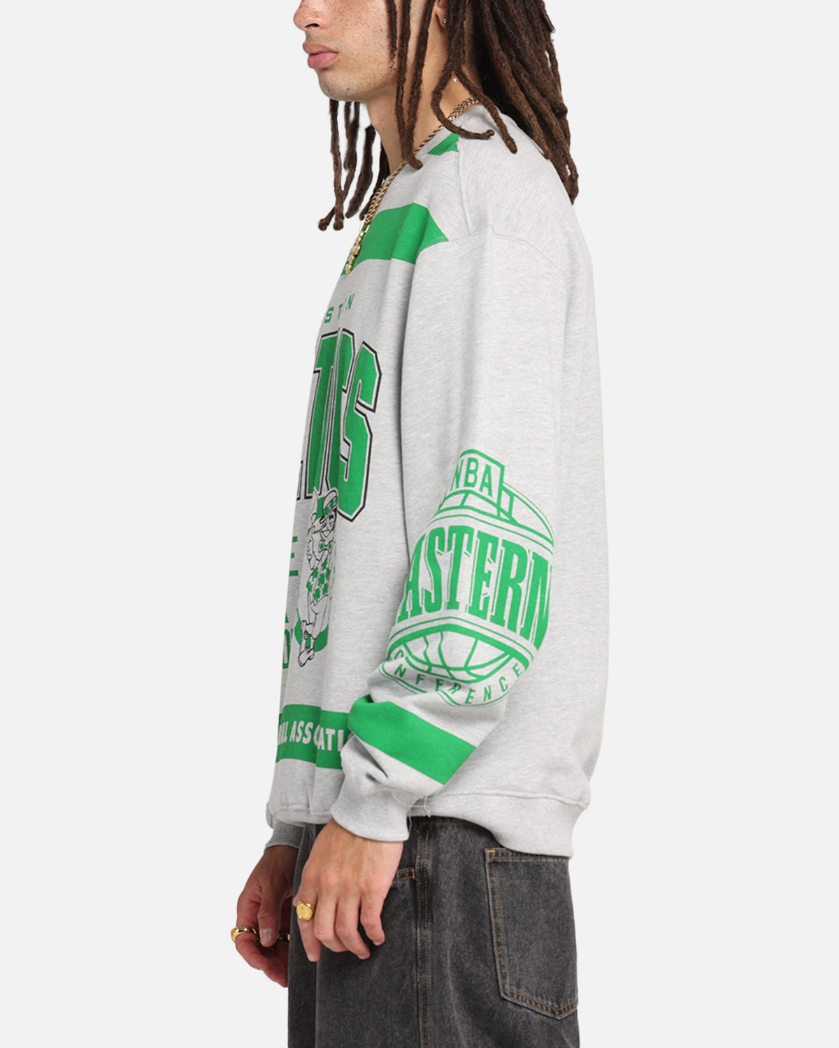 Mitchell & Ness Boston Celtics Letterform Crewneck Grey Marle/Official Team Color