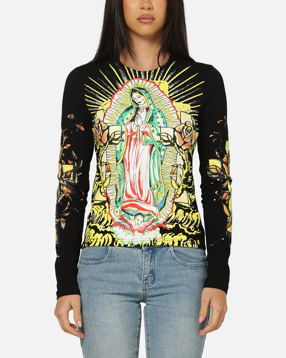 Ed Hardy Women's Divine Long Sleeve T-Shirt Black