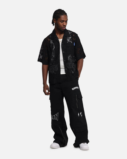 Loiter Lace Button Up Shirt Black
