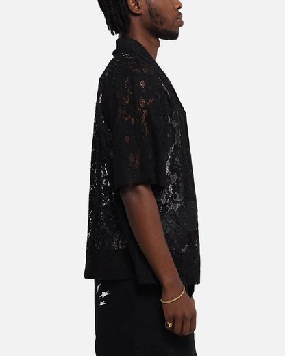 Loiter Lace Button Up Shirt Black