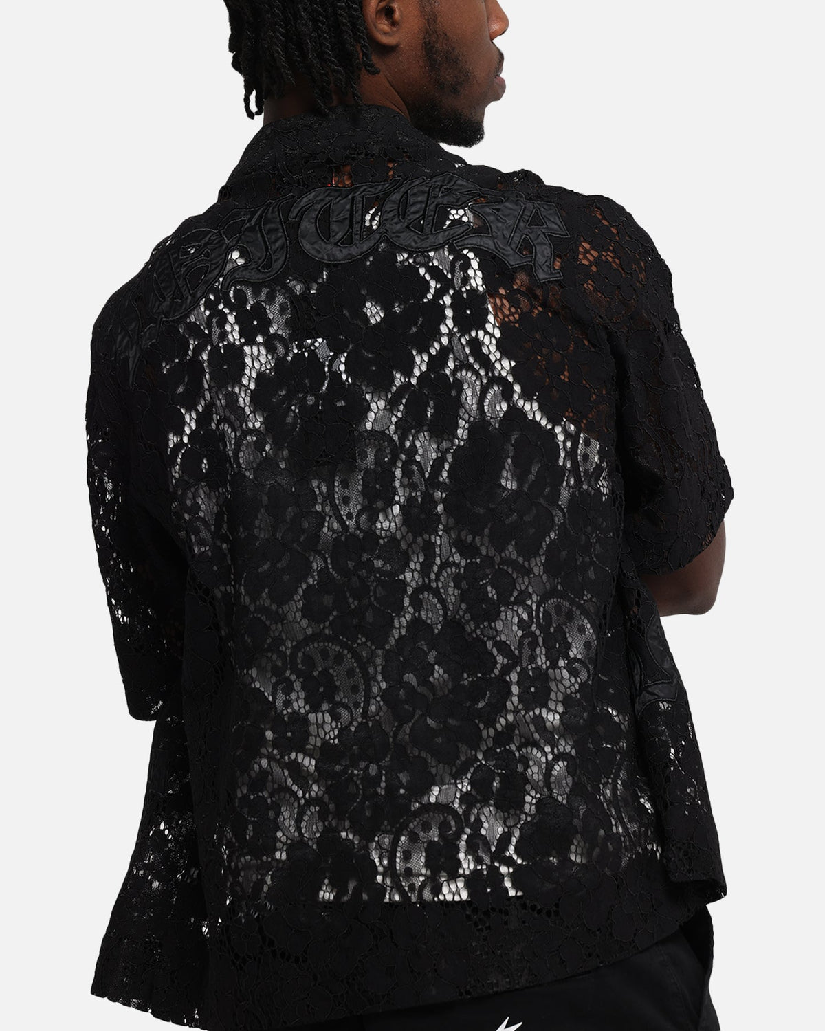 Loiter Lace Button Up Shirt Black