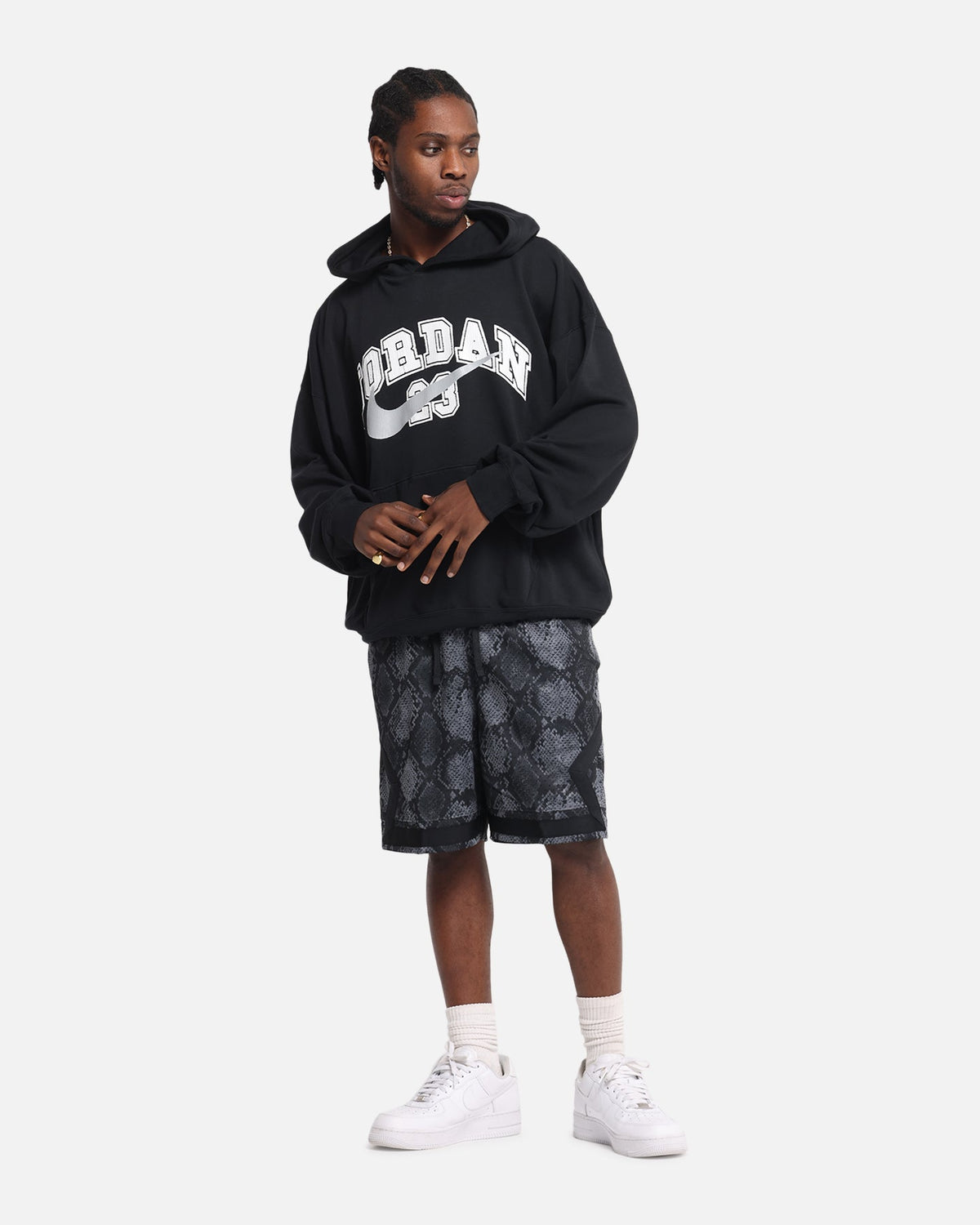Jordan Jumpman MVP Oversized French Terry Pullover Hoodie Black/Grey