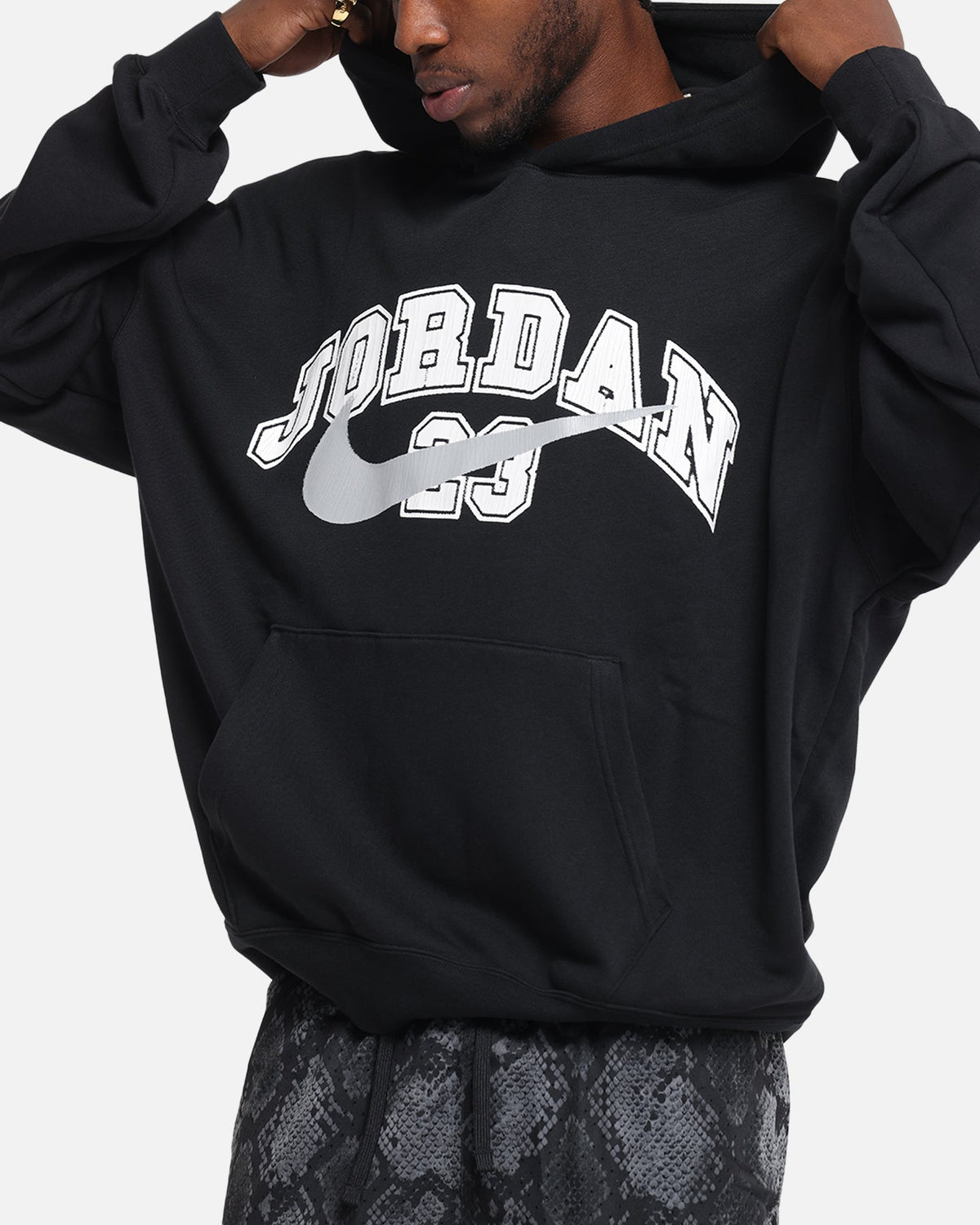 Jordan Jumpman MVP Oversized French Terry Pullover Hoodie Black/Grey