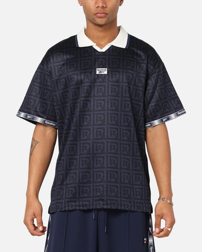 Reebok Monogram Football Polo T-Shirt Navy