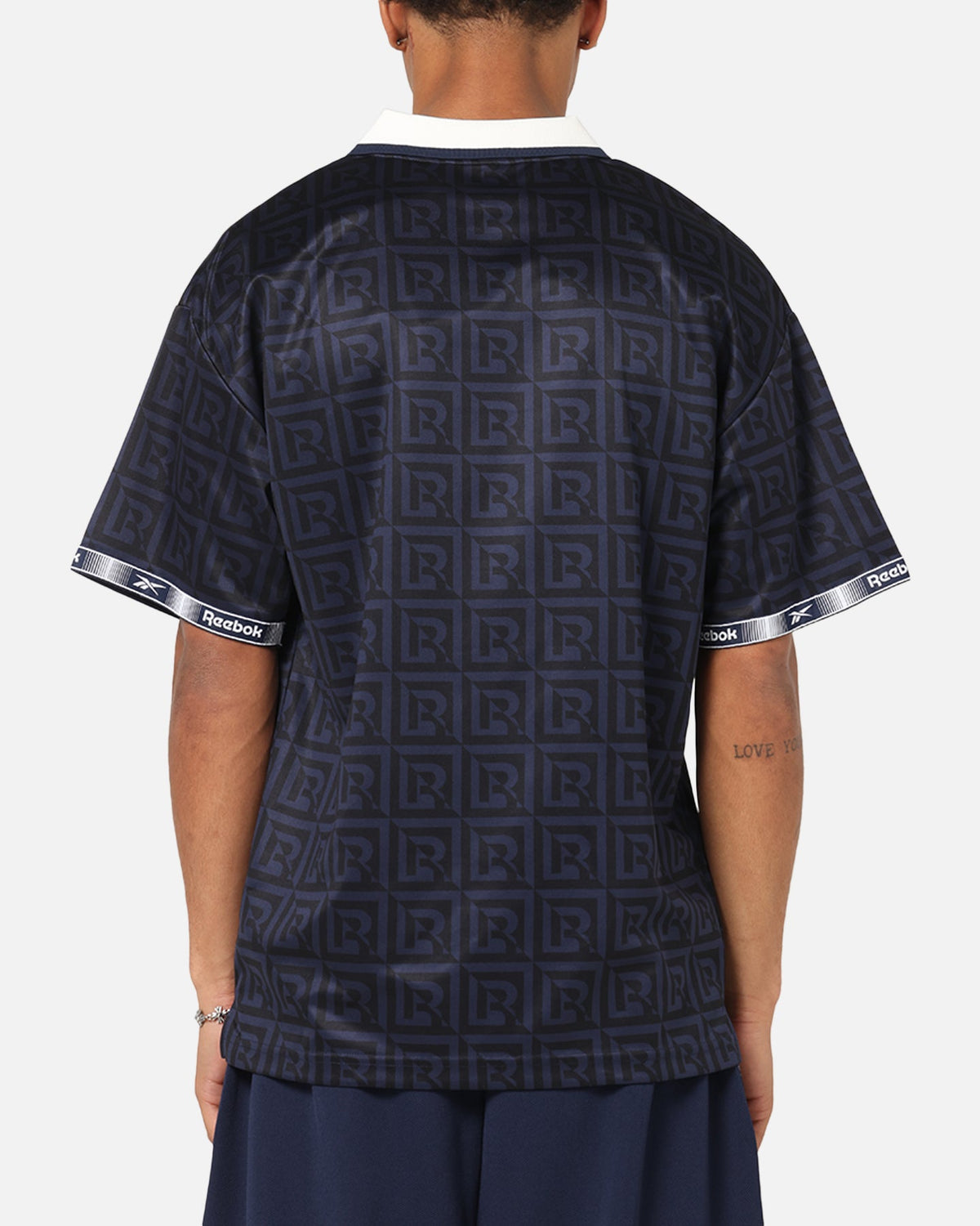 Reebok Monogram Football Polo T-Shirt Navy