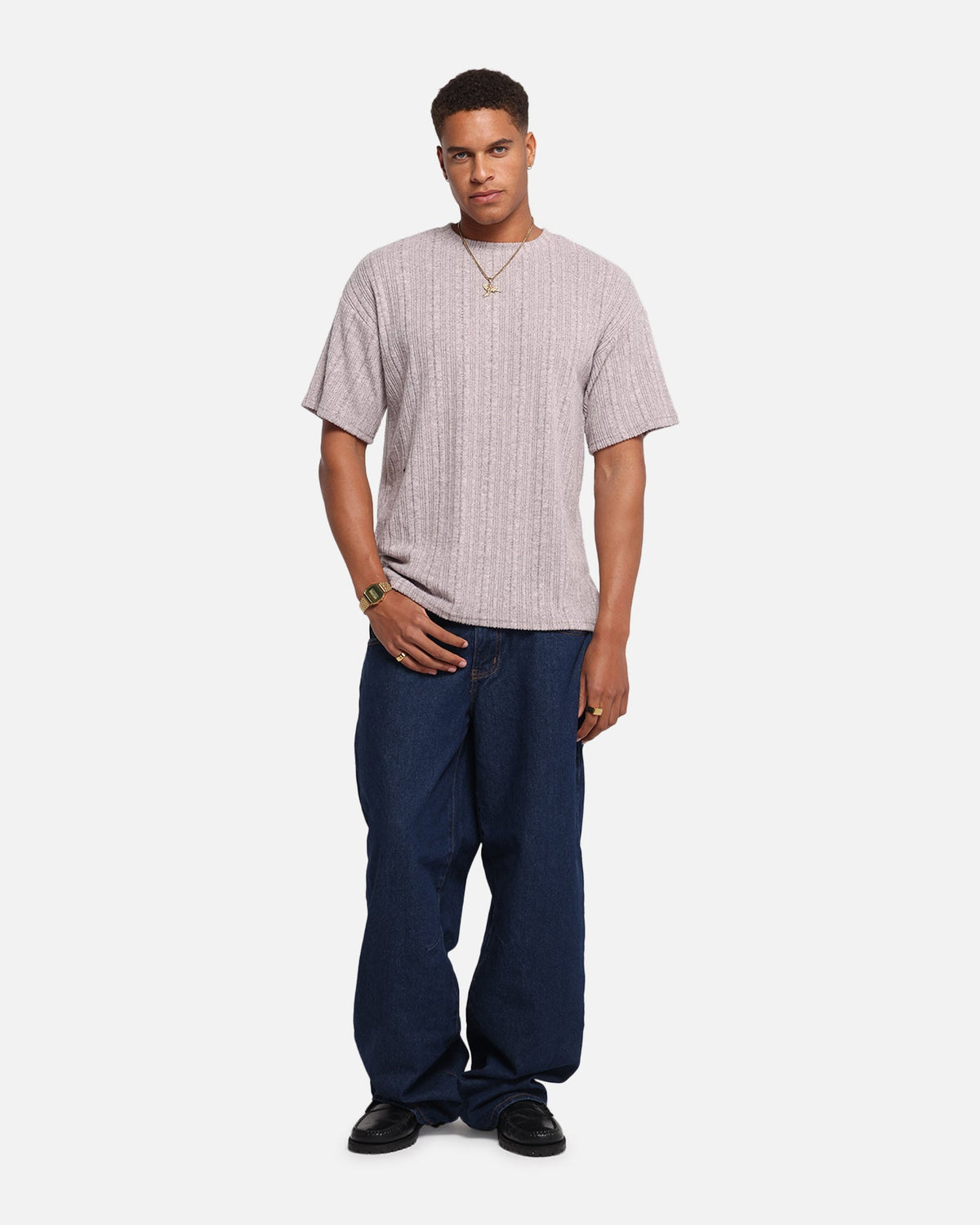 XXIII Rib Knit T-Shirt Pink Marle