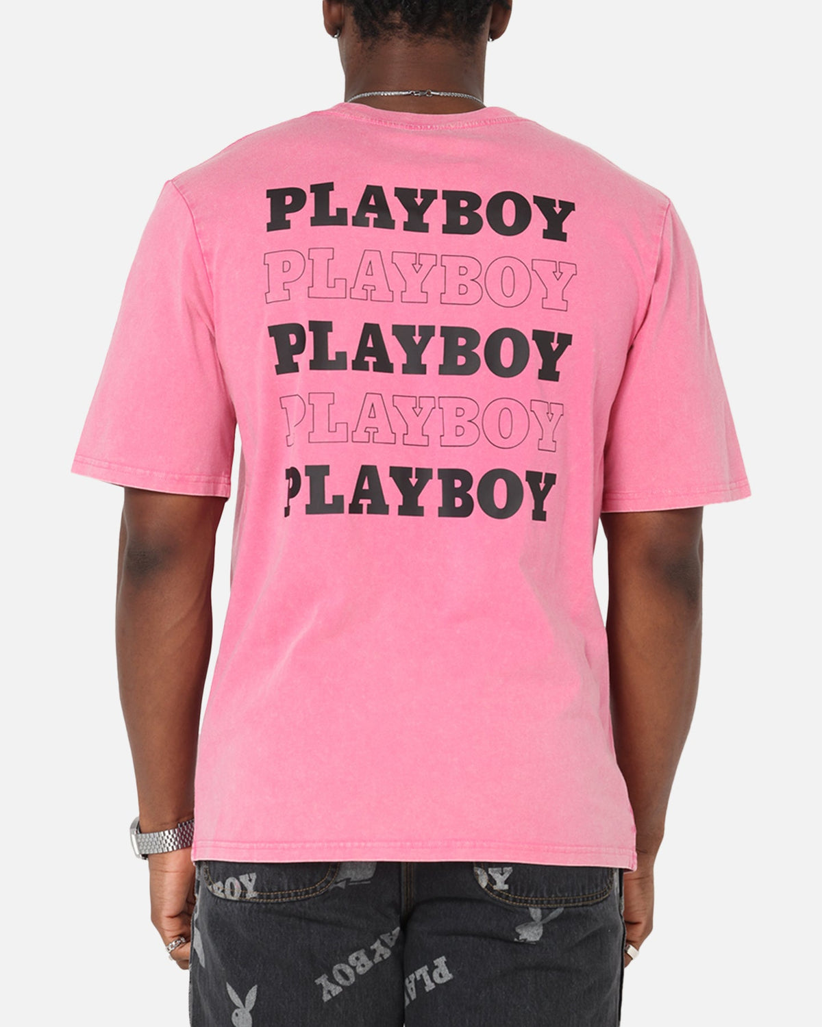 Playboy Stack Washed T-Shirt Washed Raspberry