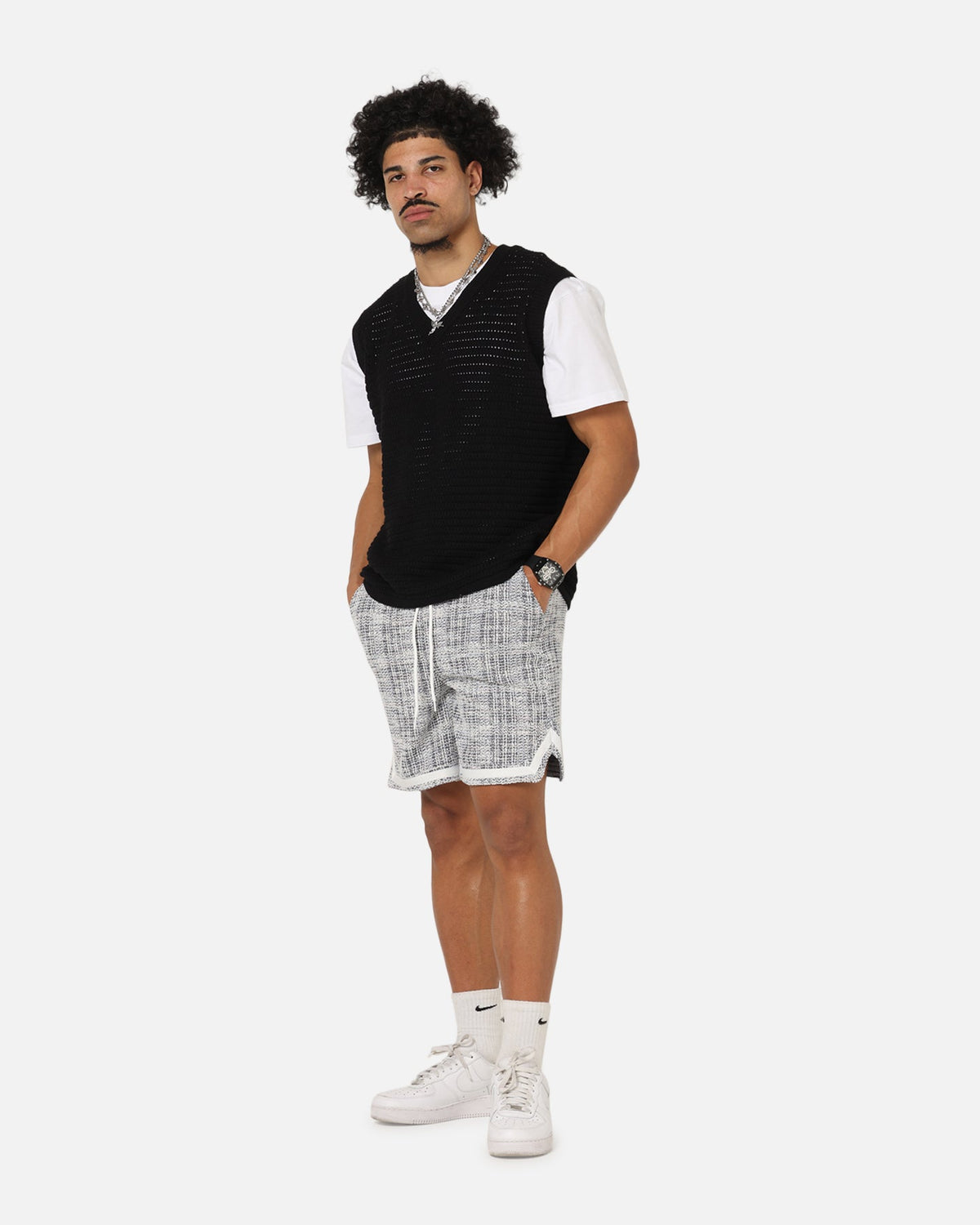 XXIII Open Knit Vest Black