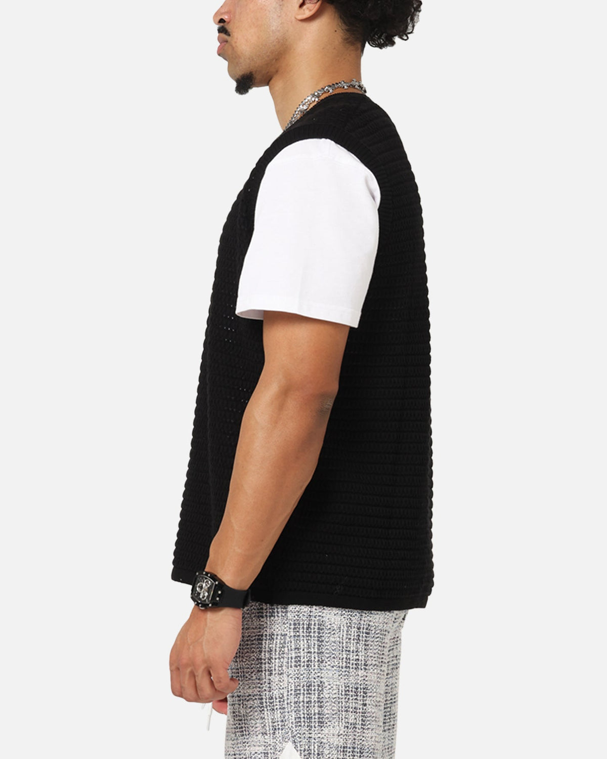 XXIII Open Knit Vest Black