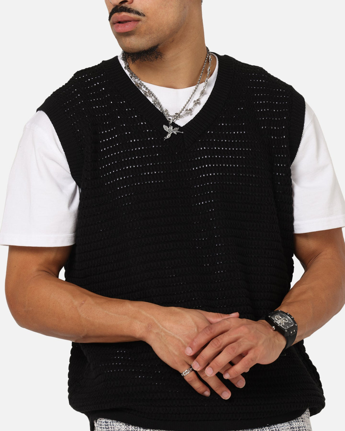 XXIII Open Knit Vest Black