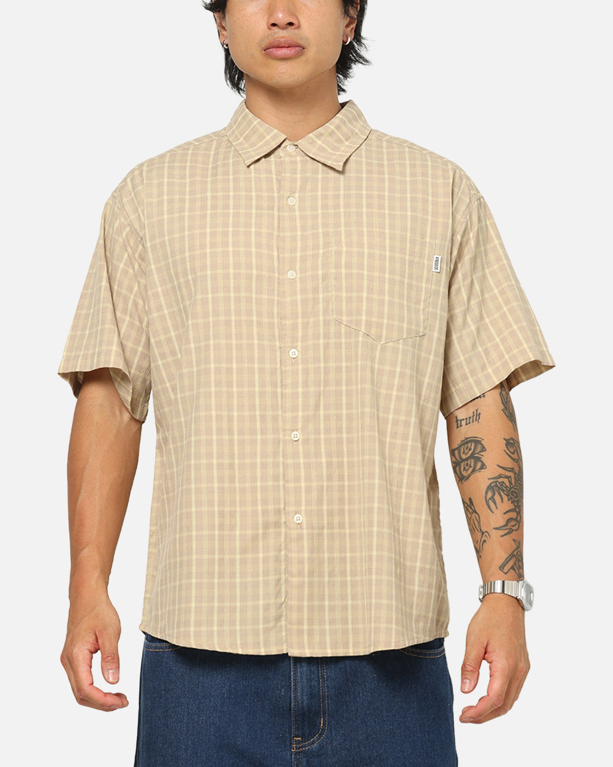 S Double Hill Button Up Shirt Putty