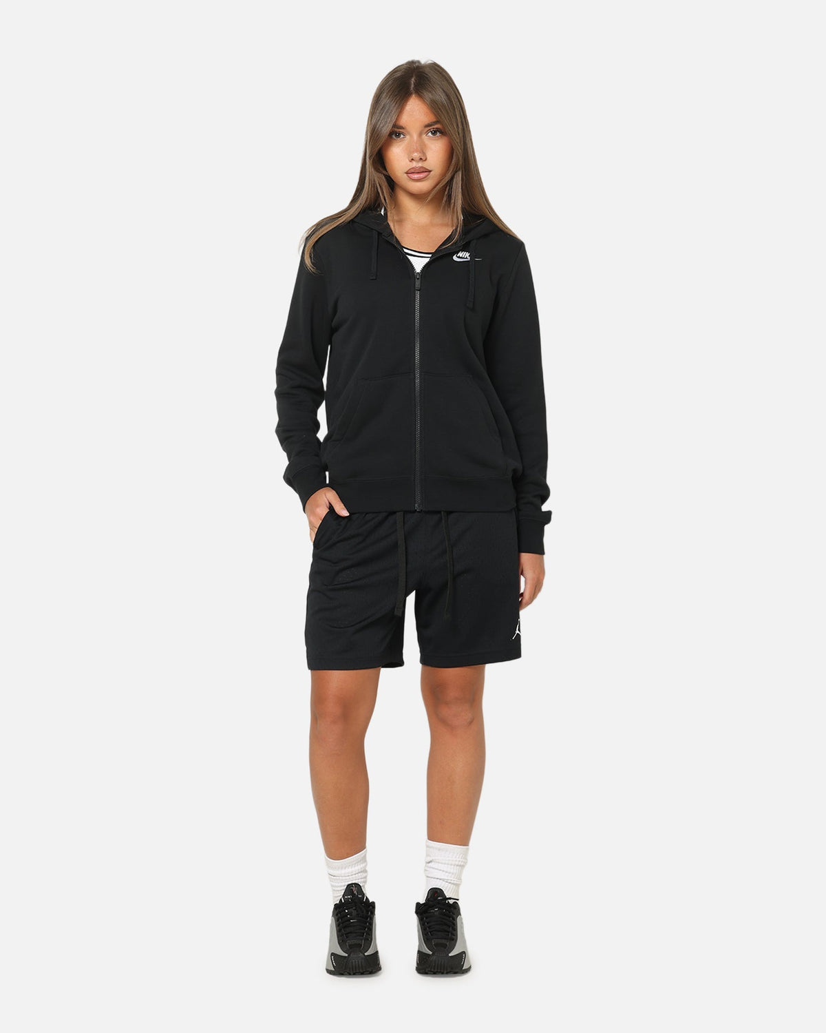Nike Women's Sportswear Club Fleece Full-Zip Hoodie Black/White