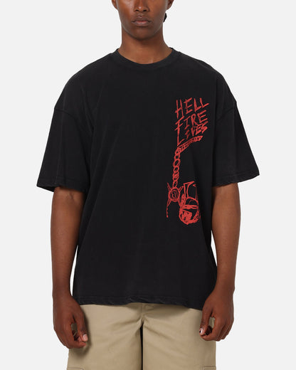 73Studio X Stranger Things Hellfire Lives T-Shirt Black Acidwash