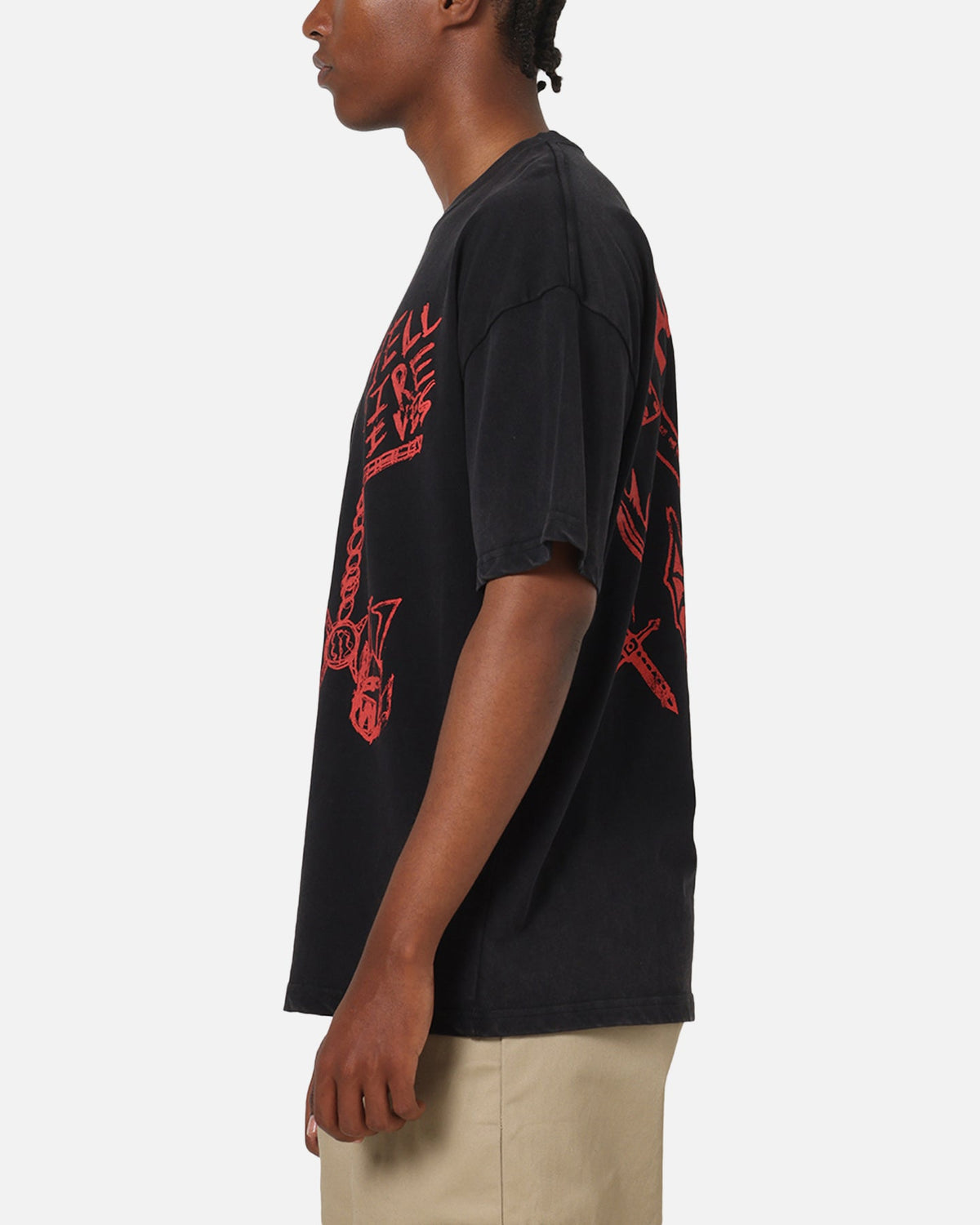 73Studio X Stranger Things Hellfire Lives T-Shirt Black Acidwash