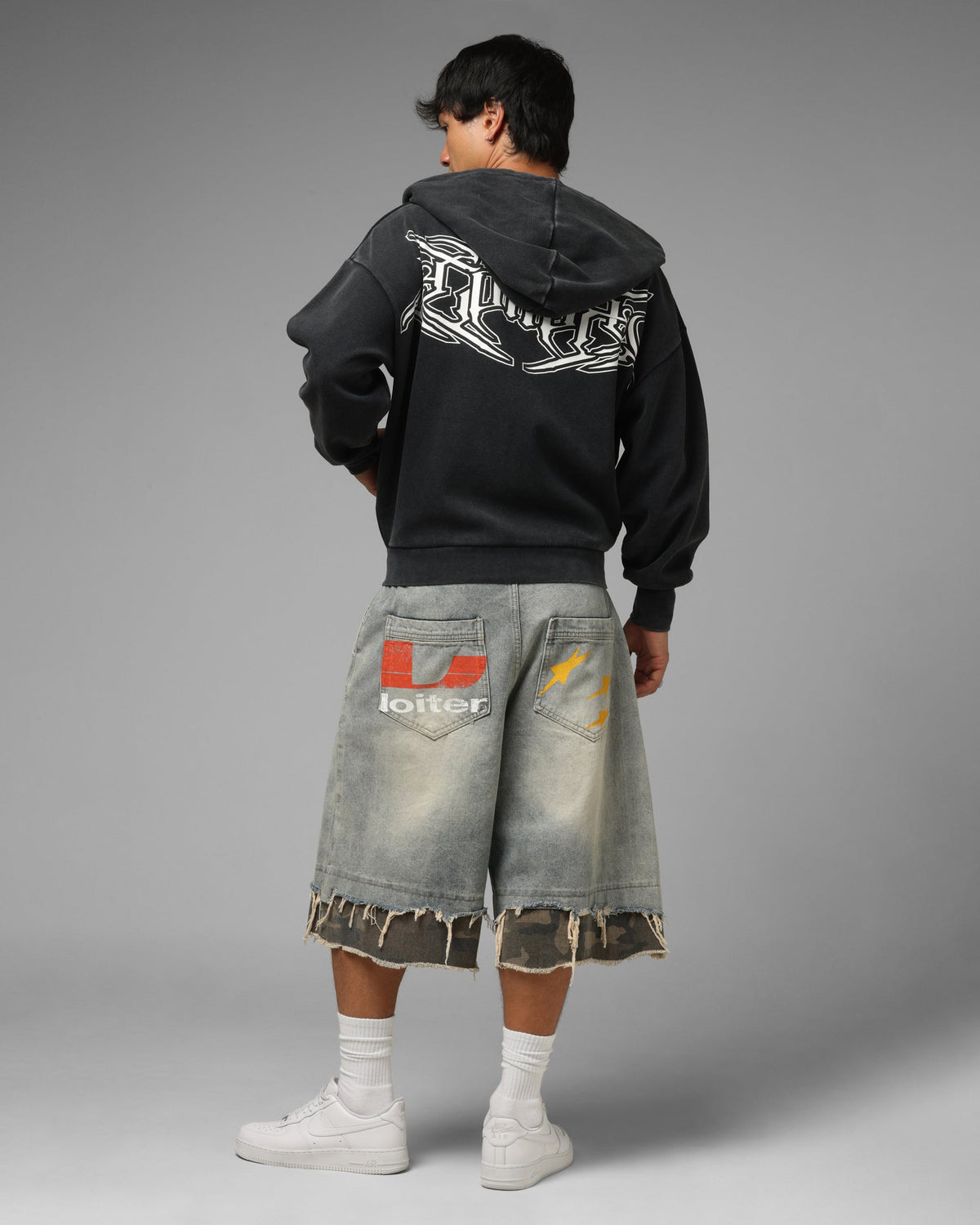 Loiter Waffle Zip Hoodie Black