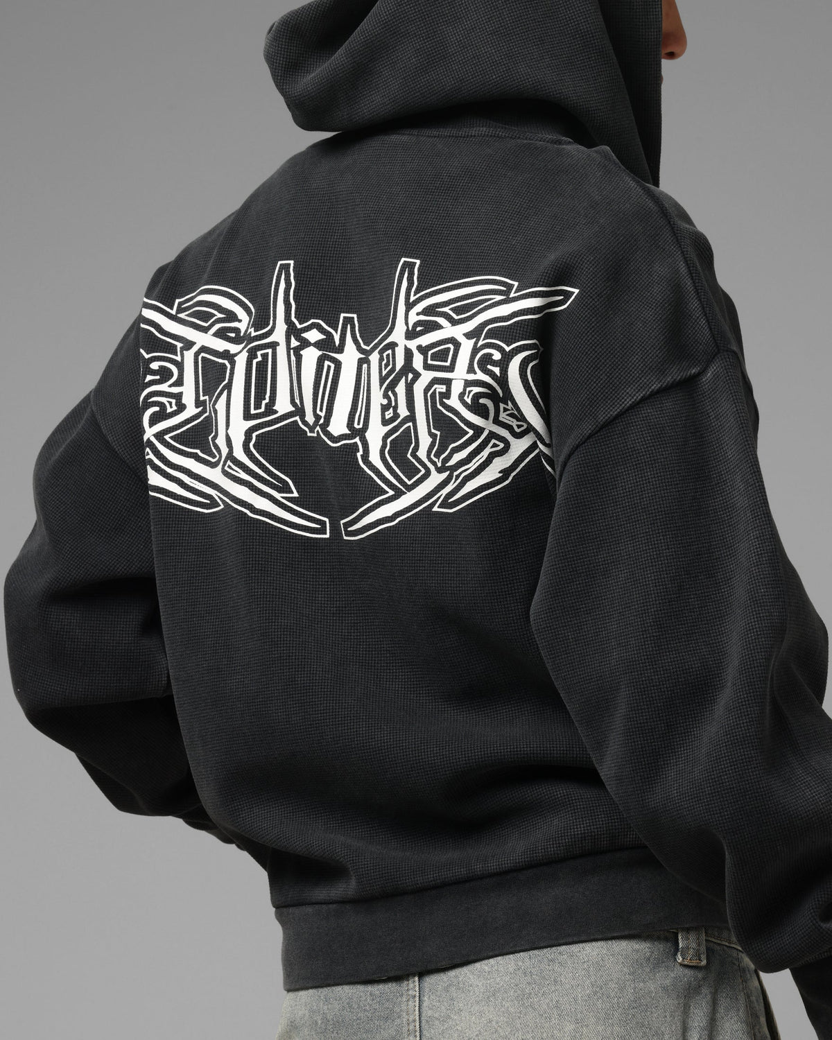 Loiter Waffle Zip Hoodie Black