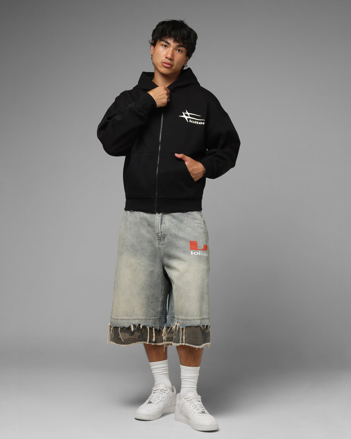 Loiter Ultra Hybrid Zip Hoodie Black/Camo