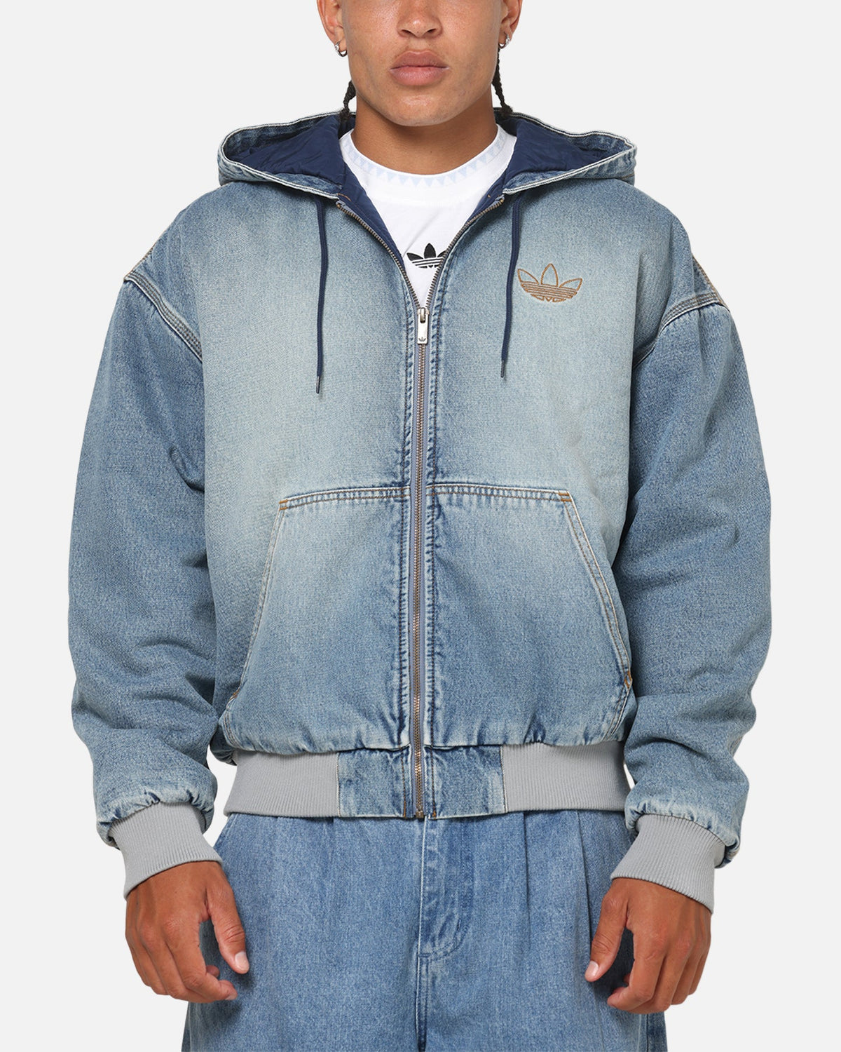 Adidas Denim Padded Jacket Indigo Denim