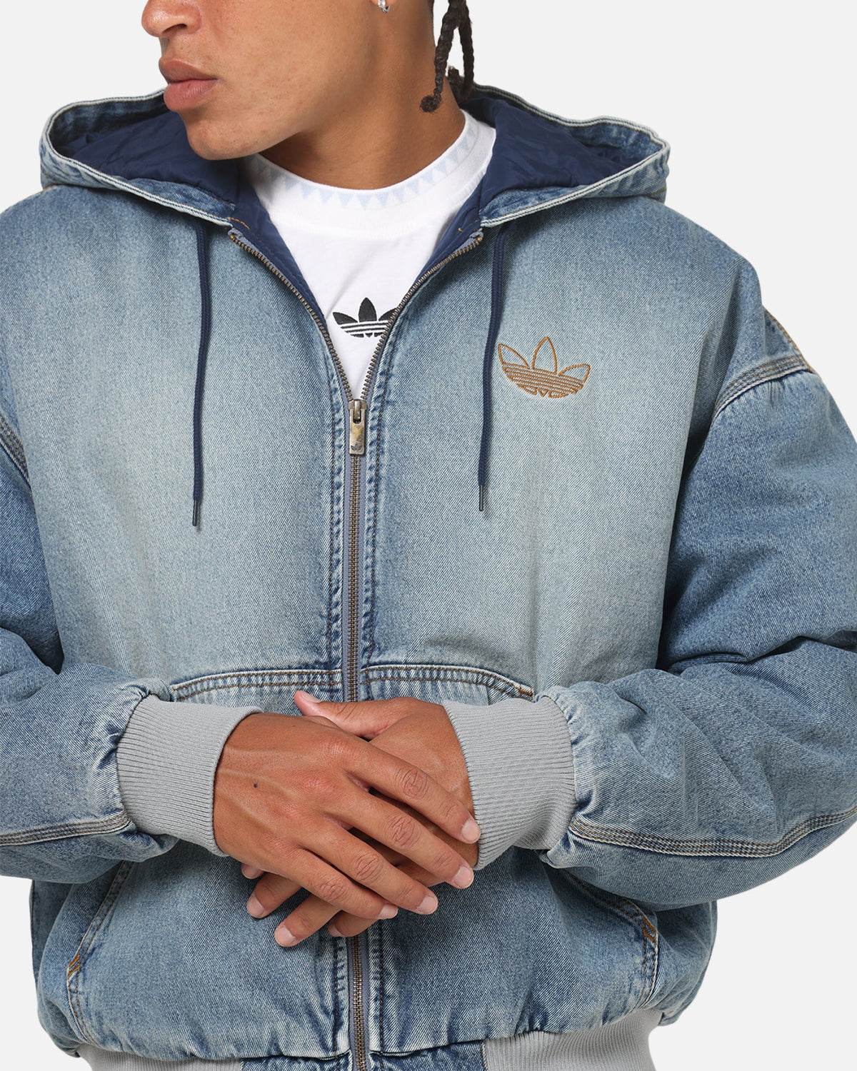 Adidas Denim Padded Jacket Indigo Denim