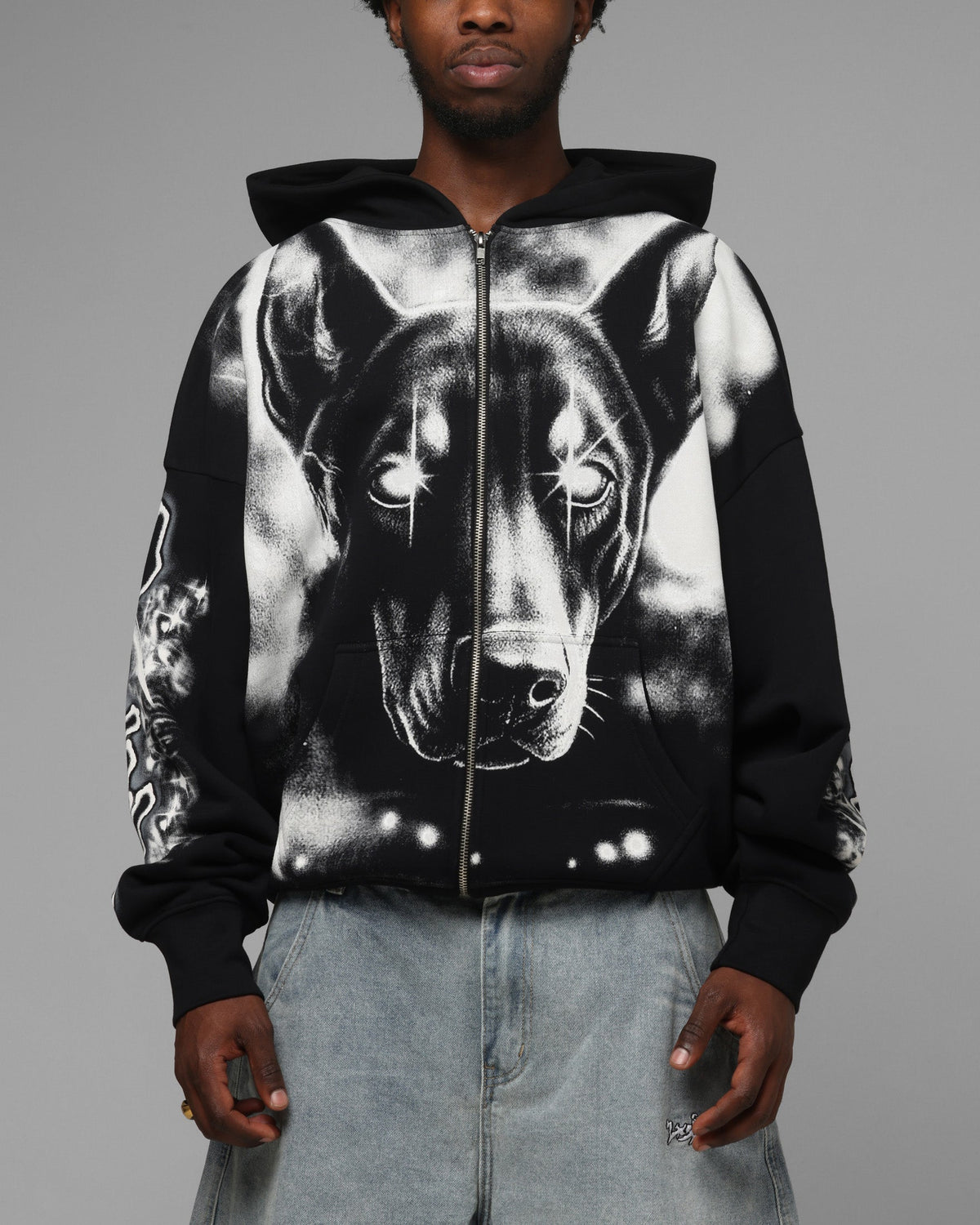 Loiter Dog Pound Airbrush Zip Hoodie Black