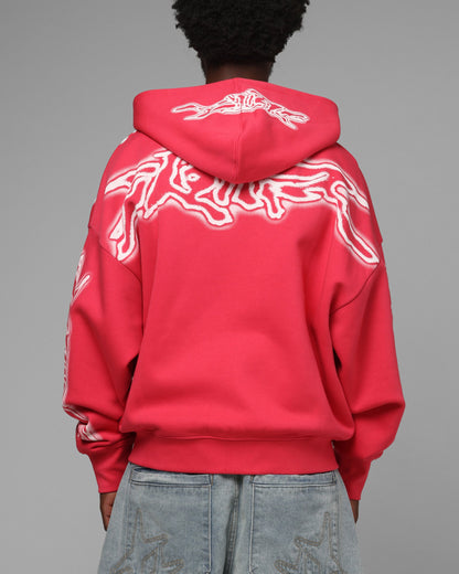 Loiter Dog Pound Airbrush Zip Hoodie Pink
