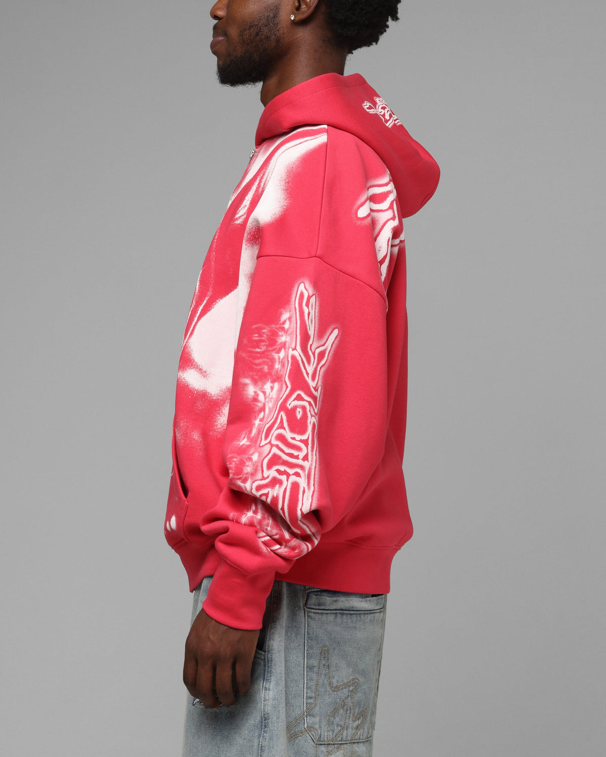 Loiter Dog Pound Airbrush Zip Hoodie Pink