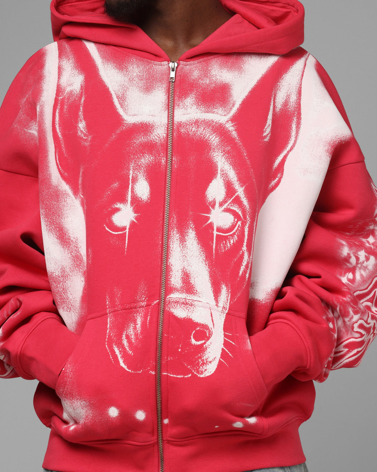Loiter Dog Pound Airbrush Zip Hoodie Pink