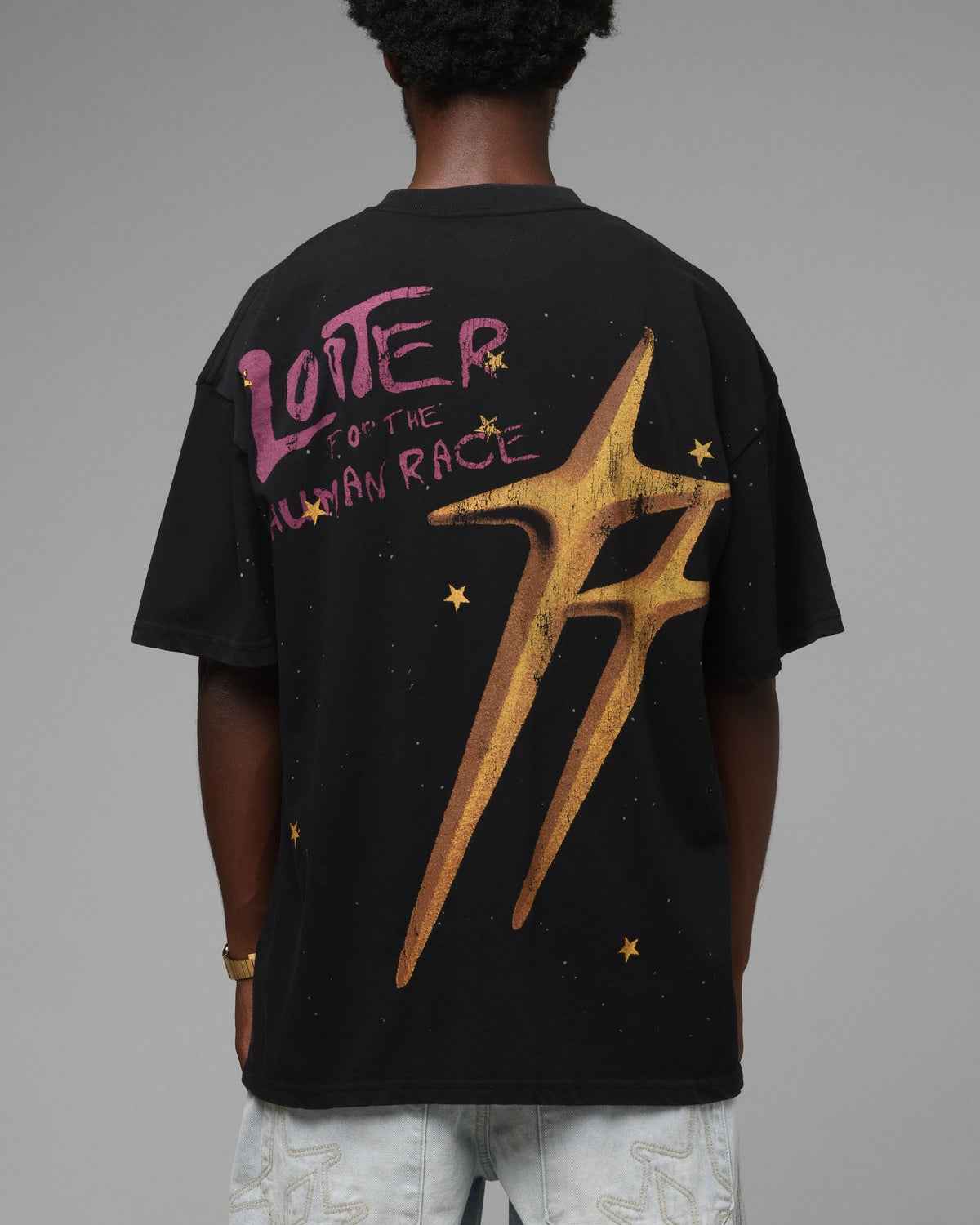 Loiter Melancholy T-Shirt Black Acidwash