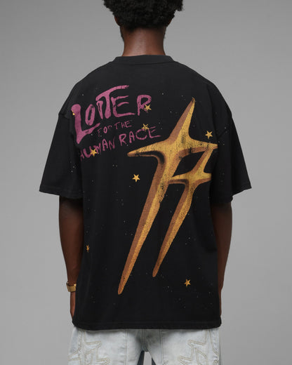 Loiter Melancholy T-Shirt Black Acidwash