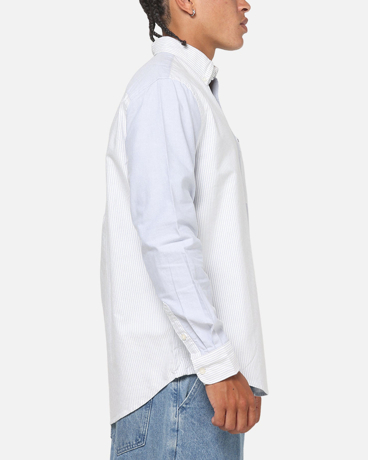 Tommy Jeans Relaxed Oxford Stripes Button Up Shirt Blue Pinstripe