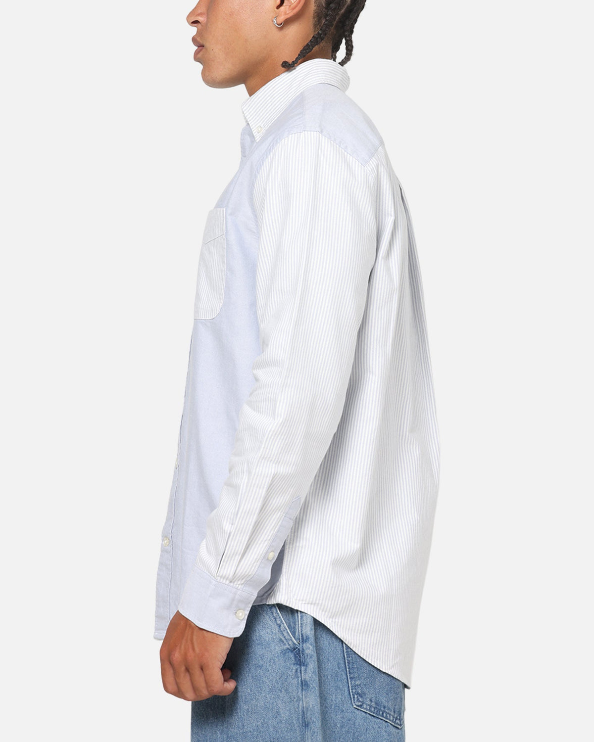 Tommy Jeans Relaxed Oxford Stripes Button Up Shirt Blue Pinstripe